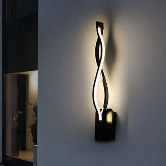Modern Led Curvy Wall Sconce Light Black/White Acrylic Shade Warm/White Black / White