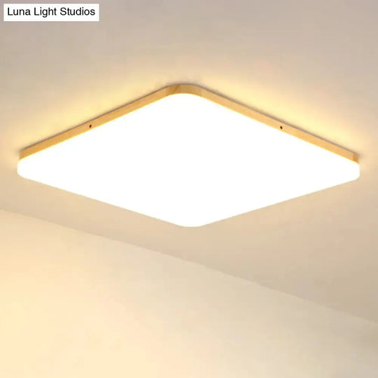 Simple & Slim Beige Led Ceiling Light In Square/Rectangle Shape For Living Room -
