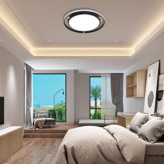 Nordic Dual Circle Led Ceiling Flush Light With Wood Arm - White/Green/Grey Thin Flushmount
