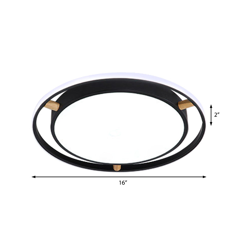 Nordic Dual Circle Led Ceiling Flush Light With Wood Arm - White/Green/Grey Thin Flushmount