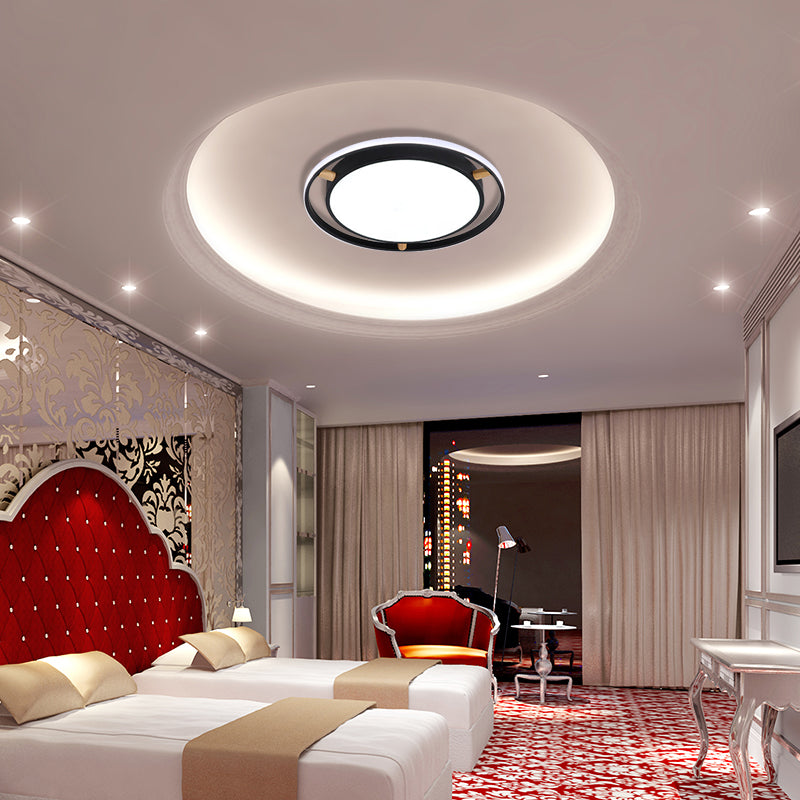 Nordic Dual Circle Led Ceiling Flush Light With Wood Arm - White/Green/Grey Thin Flushmount