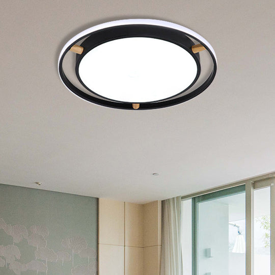 Nordic Dual Circle Led Ceiling Flush Light With Wood Arm - White/Green/Grey Thin Flushmount Lighting