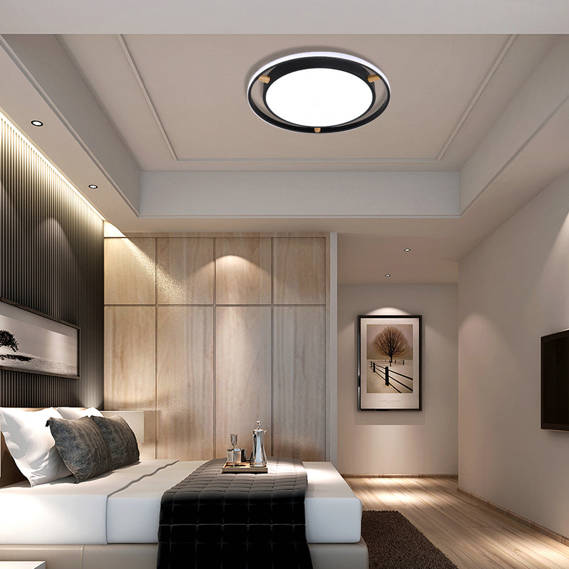 Nordic Dual Circle Led Ceiling Flush Light With Wood Arm - White/Green/Grey Thin Flushmount