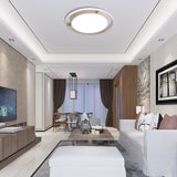 Nordic Dual Circle Led Ceiling Flush Light With Wood Arm - White/Green/Grey Thin Flushmount Lighting