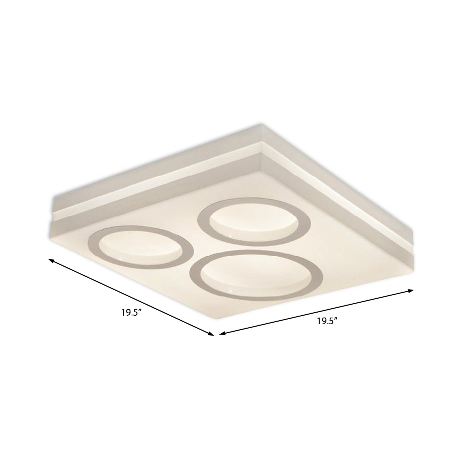 Modern Square Led Ceiling Light With Circular Pattern Acrylic White Finish - Ideal For Living Room