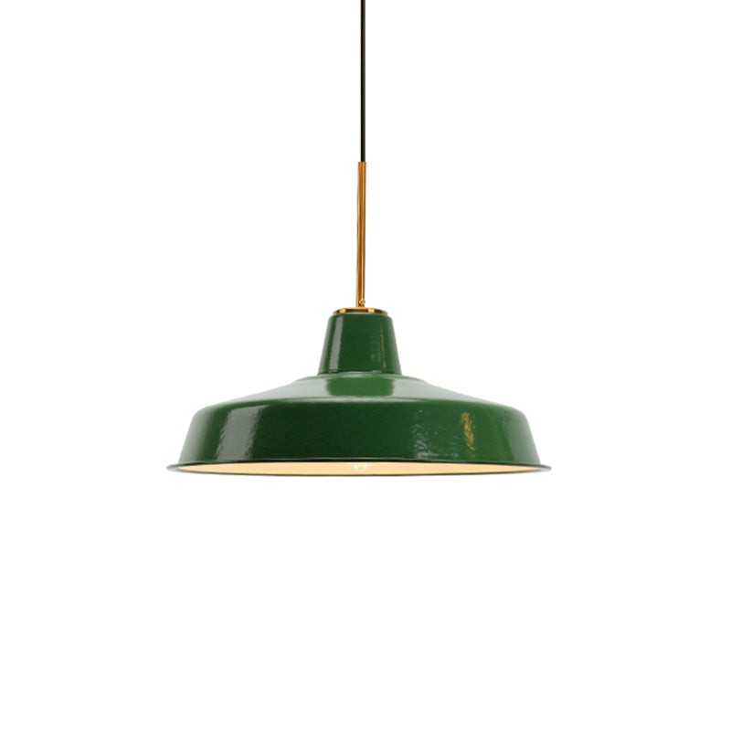 14.5’/16’ Wide Cone Pendant Light - Loft Metal 1-Light Ceiling Fixture In Polished Green