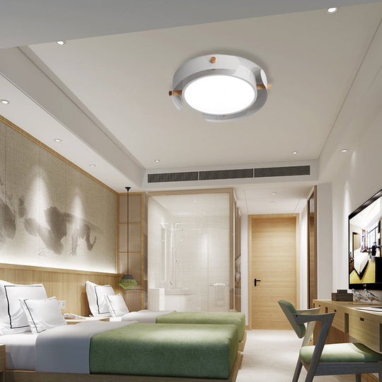 Nordic Acrylic Led Flush Mount Ceiling Light Fixture In White/Distressed White - 16’/19.5’ Dia