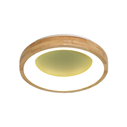 Nordic Style Led Flushmount Ceiling Light - Green/Blue Wood Circular Design 12/16/19.5 Width