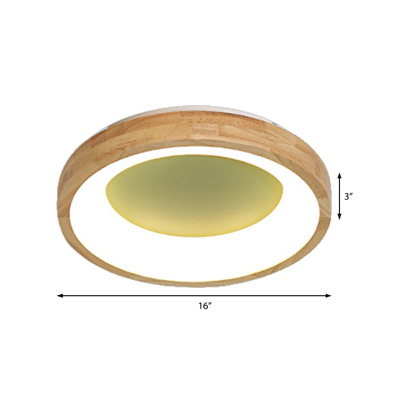 Nordic Style Led Flushmount Ceiling Light - Green/Blue Wood Circular Design 12’/16’/19.5’ Width