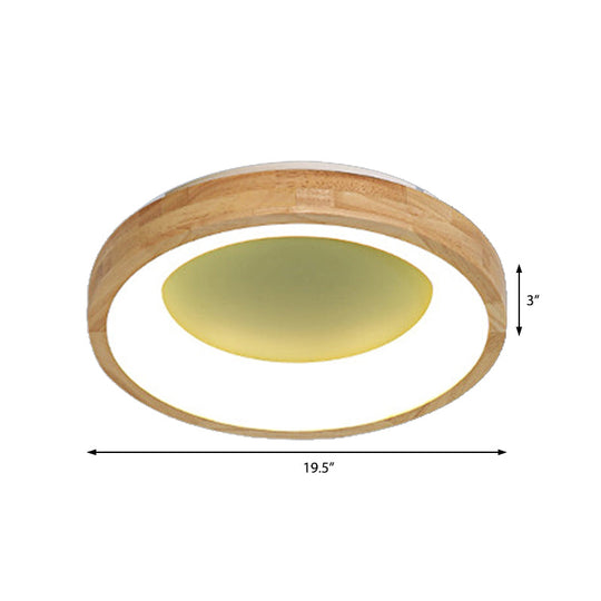 Nordic Style Led Flushmount Ceiling Light - Green/Blue Wood Circular Design 12/16/19.5 Width