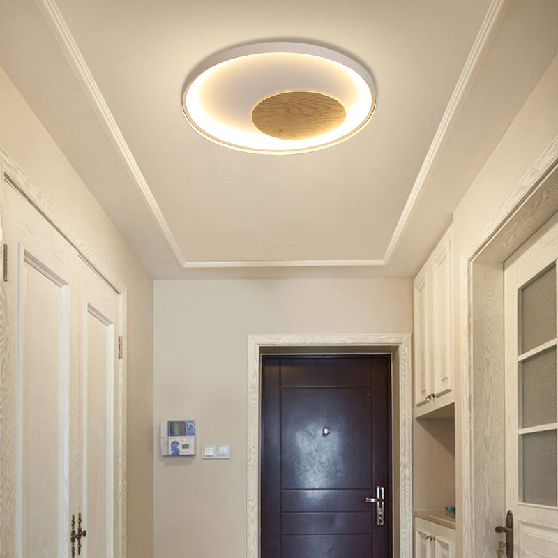 Nordic Acrylic Led Ceiling Flush Light In Black/White Wood - 12/16/19.5 Inch Wide