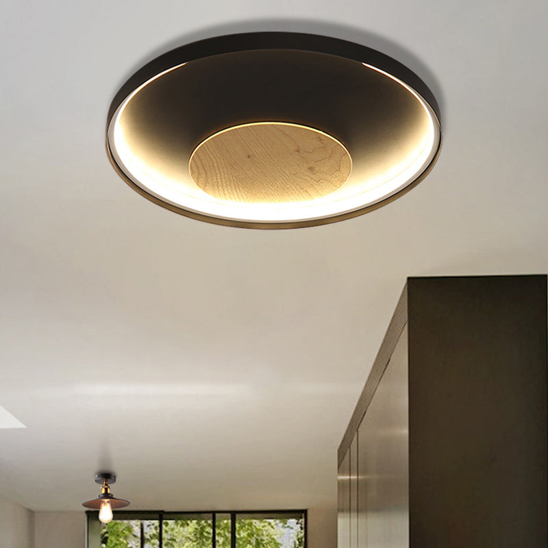 Nordic Acrylic Led Ceiling Flush Light In Black/White Wood - 12/16/19.5 Inch Wide Black / 12’