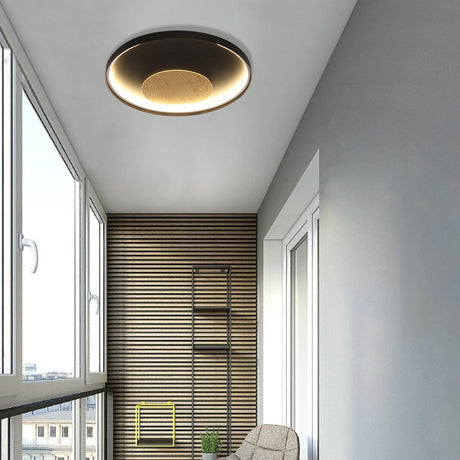 Nordic Acrylic Led Ceiling Flush Light In Black/White Wood - 12/16/19.5 Inch Wide