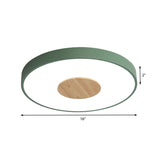 Nordic Iron Round Flush Mount Ceiling Light - 1 Head Pink/Blue/White Lighting Fixture For Bedroom