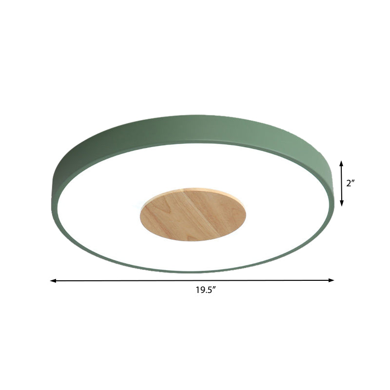 Nordic Iron Round Flush Mount Ceiling Light - 1 Head Pink/Blue/White Lighting Fixture For Bedroom