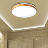 Modern Wood And Iron Ceiling Light Flush Mount In White/Gold - Warm White Indoor Fixture Gold / 16