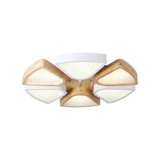Modern Wood And Iron Flush Mount Ceiling Lights For Living Room - 4/6 Warm/White