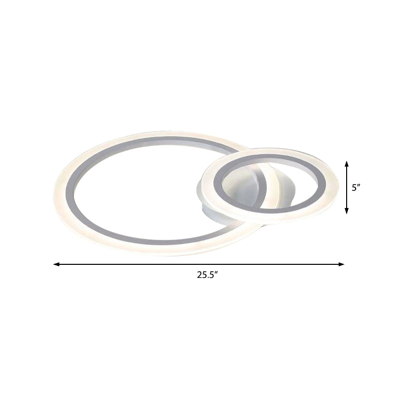 Modern Acrylic Light Ring Fixture For Bedroom Ceiling Unique White Lighting (1/2/3 Lights