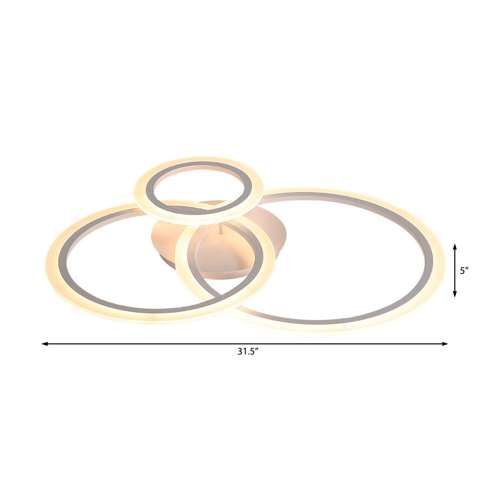 Modern Acrylic Light Ring Fixture For Bedroom Ceiling – Unique White Lighting (1/2/3 Lights