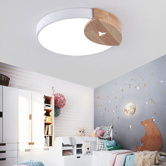 Round Acrylic Led Ceiling Light With Wood Guard - 9’/12’/20’ Diameter Warm/White White / 12’
