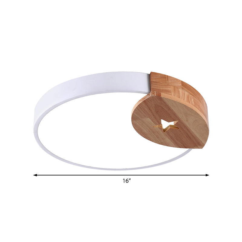 Round Acrylic Led Ceiling Light With Wood Guard - 9’/12’/20’ Diameter Warm/White