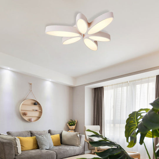 Contemporary Floral Flush Mount Acrylic 6 Light Fixture - 27/33.5 In Warm/White For Hallway White /