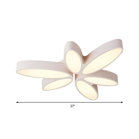 Contemporary Floral Flush Mount Acrylic 6 Light Fixture - 27/33.5 In Warm/White For Hallway