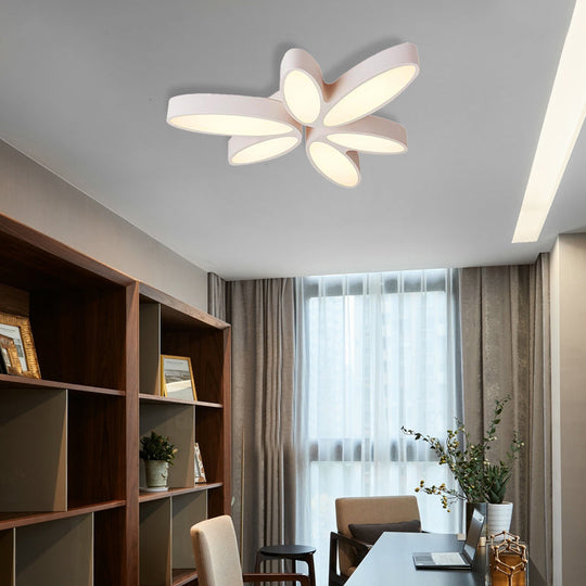 Contemporary Floral Flush Mount Acrylic 6 Light Fixture - 27’/33.5’ In Warm/White’ For Hallway