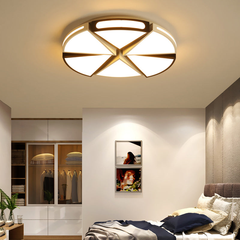 Modern White Round Ceiling Light For Kitchen Metal Flush Mount - 16/19.5 Lights With Black Accents