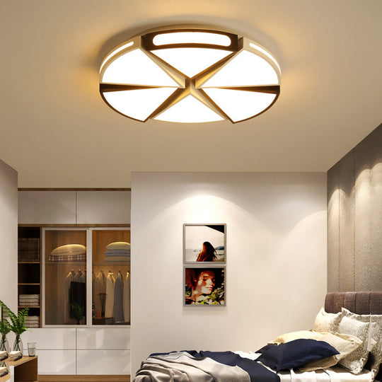 Modern White Round Ceiling Light For Kitchen Metal Flush Mount - 16/19.5 Lights With Black Accents
