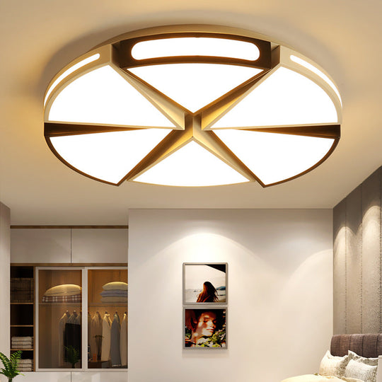 Modern White Round Ceiling Light For Kitchen Metal Flush Mount - 16/19.5 Lights With Black Accents