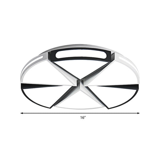 Modern White Round Ceiling Light For Kitchen Metal Flush Mount - 16’/19.5’ Lights With Black Accents