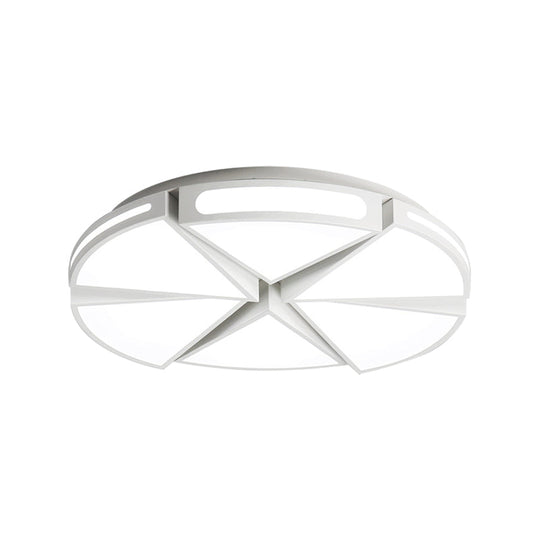 Modern White Round Ceiling Light For Kitchen Metal Flush Mount - 16/19.5 Lights With Black Accents