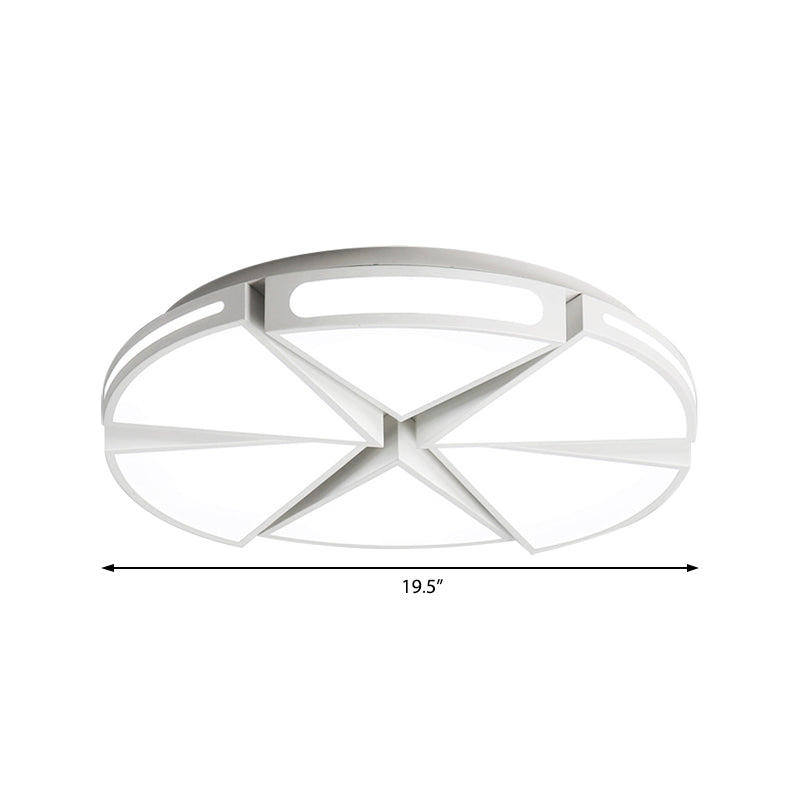 Modern White Round Ceiling Light For Kitchen Metal Flush Mount - 16’/19.5’ Lights With Black Accents