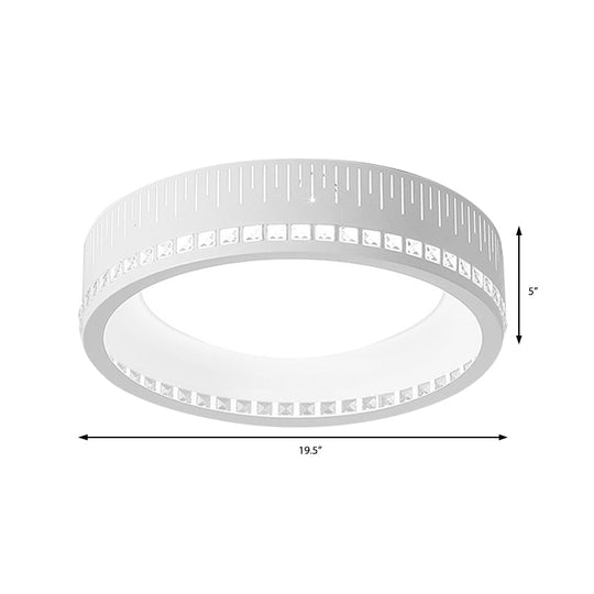 Modern White Round Flush Mount Ceiling Light For Bedroom