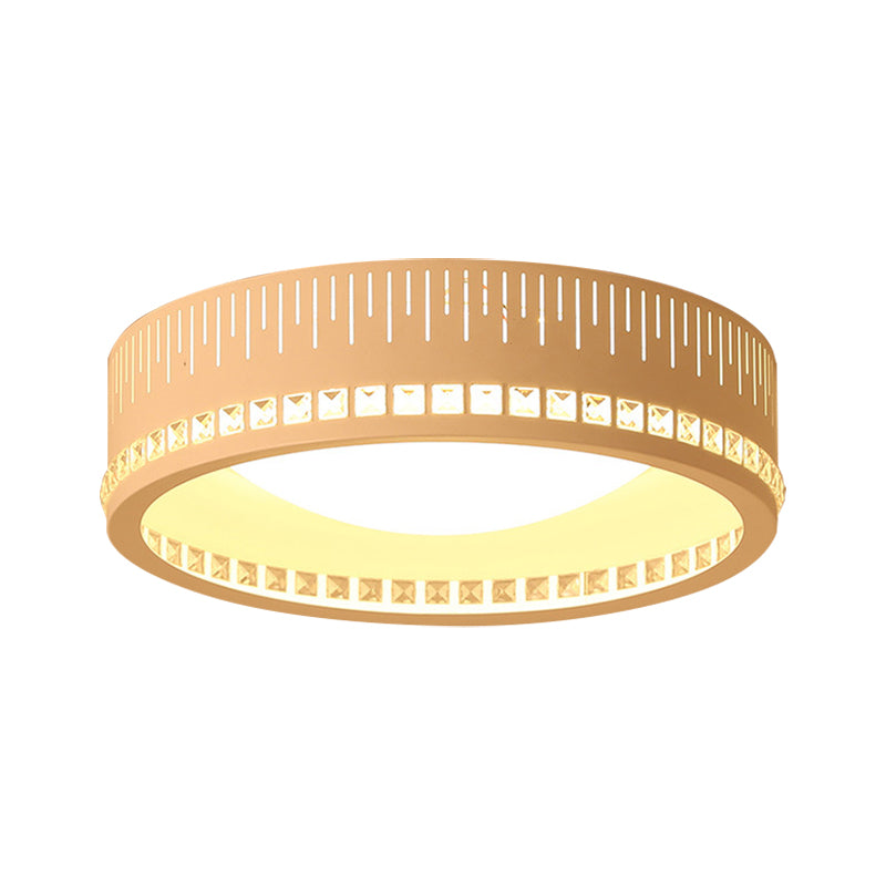 Modern White Round Flush Mount Ceiling Light For Bedroom