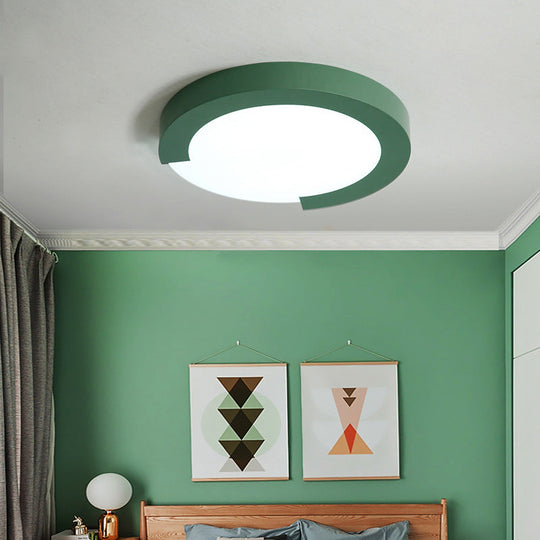 Macaron Flush Mount Ceiling Lights - 16/20 Round In Black/White/Pink Green / 16 Remote Control