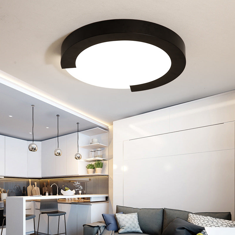 Macaron Flush Mount Ceiling Lights - 16/20 Round In Black/White/Pink Black / 16 Remote Control