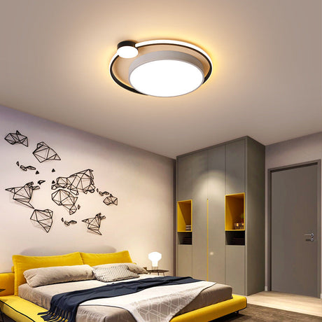 Modern Acrylic Ring Flushmount Ceiling Fixture - 16/19.5 1 Light White/Black White / 16 Warm