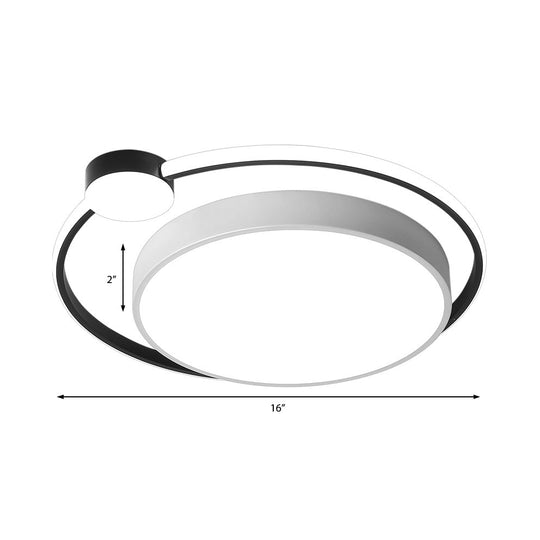 Modern Acrylic Ring Flushmount Ceiling Fixture - 16/19.5 1 Light White/Black