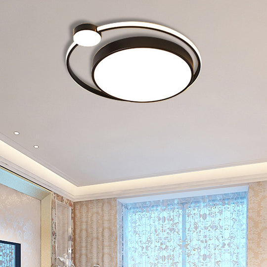 Modern Acrylic Ring Flushmount Ceiling Fixture - 16/19.5 1 Light White/Black White-Black / 16 Warm