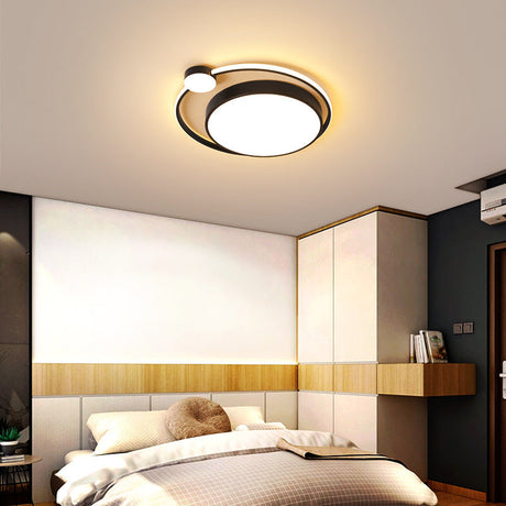 Modern Acrylic Ring Flushmount Ceiling Fixture - 16’/19.5’ 1 Light White/Black