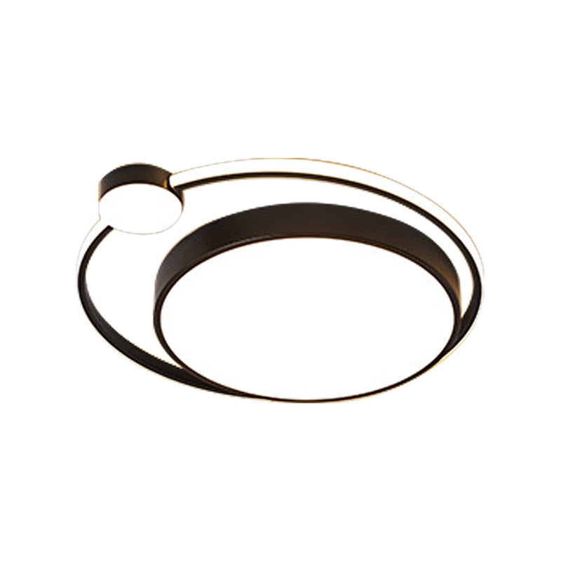 Modern Acrylic Ring Flushmount Ceiling Fixture - 16’/19.5’ 1 Light White/Black