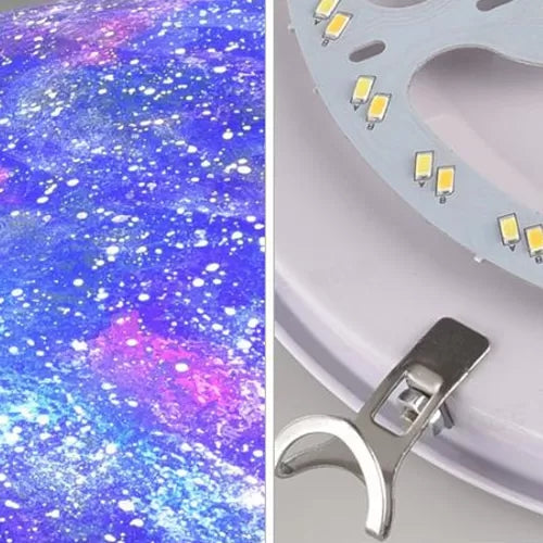 Led Glass Universe Flush Mount Ceiling Lamp - Multicolor Romantic Lighting For Kids’ Bedroom