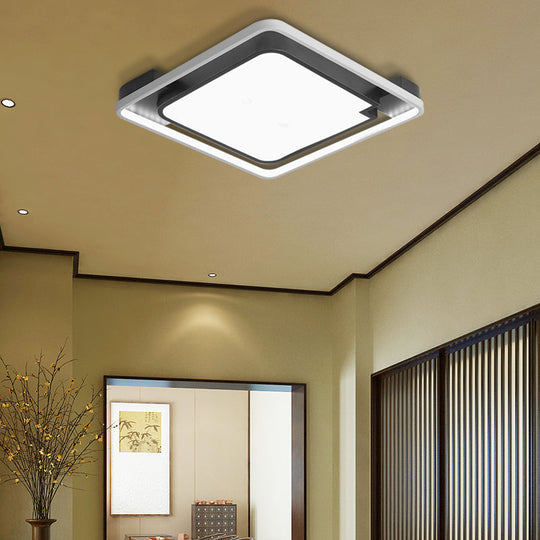 Contemporary Unique Bedroom Lighting Fixture - 16/19.5 1 Head Round/Square Ceiling Light 16 / White