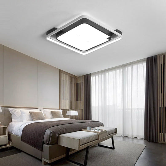 Contemporary Unique Bedroom Lighting Fixture - 16/19.5 1 Head Round/Square Ceiling Light