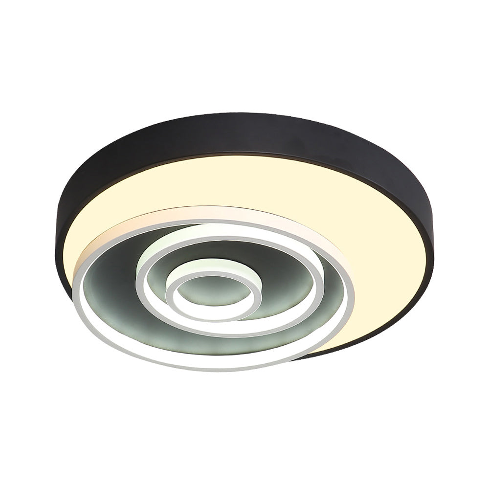 16’/19.5’ Multi - Ring Flush Mount Fixture In Black - Acrylic 1 Light Round Ceiling Lights With