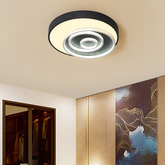 16/19.5 Multi-Ring Flush Mount Fixture In Black - Acrylic 1 Light Round Ceiling Lights With