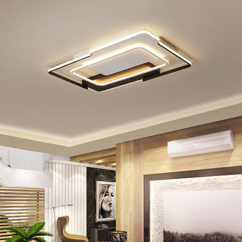 35.5/43 Rectangular Flush Mount Ceiling Light For Modern & Unique Bedroom - Warm/White 43 / White