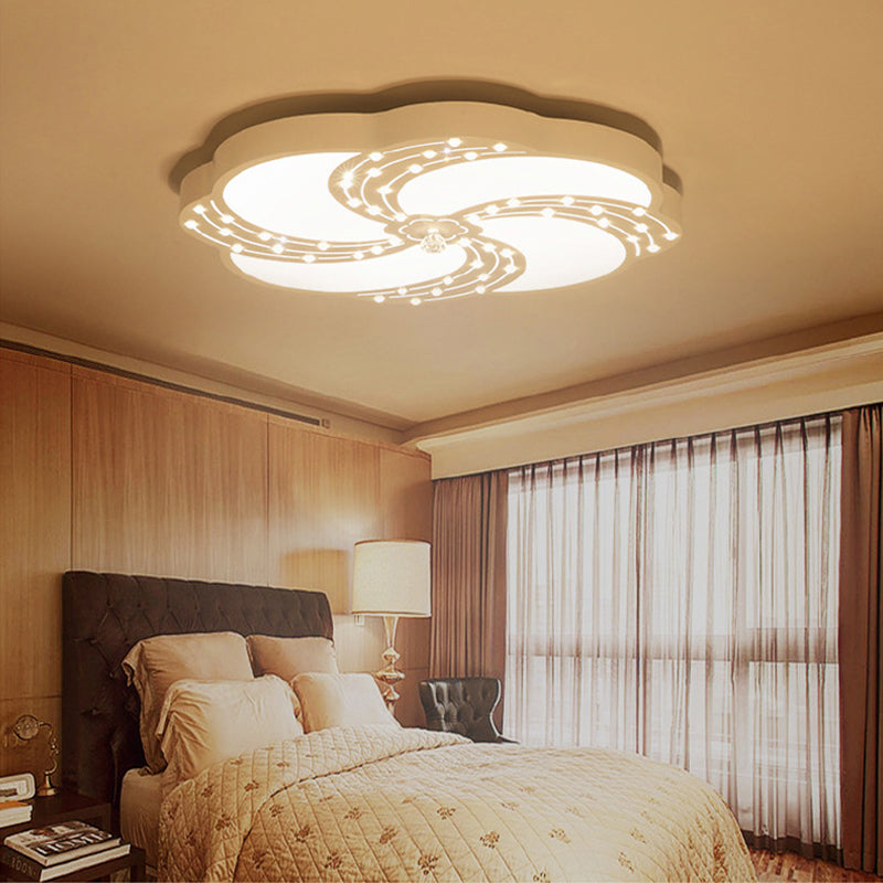 Modern White Acrylic Swirl Flushmount Lights - 18/19.5/31.5 Creative Flush Mount Light For Bedroom